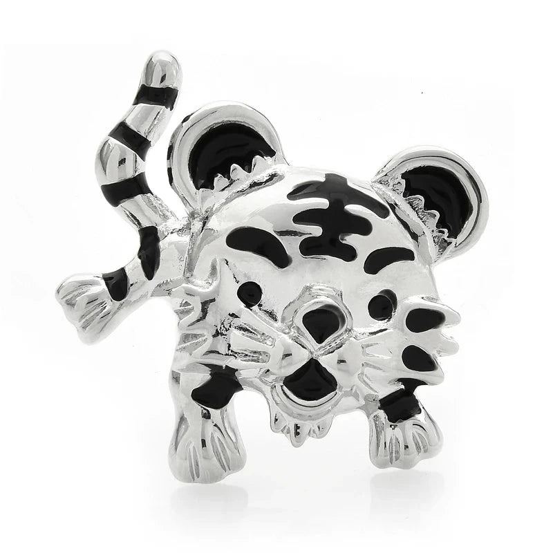 Playful Enamel Tiger Brooch