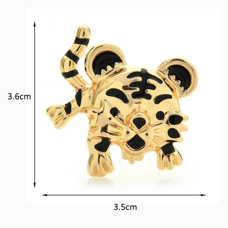 Playful Enamel Tiger Brooch — dimensions