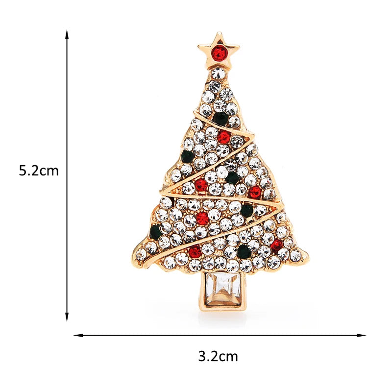 Spiral Rhinestone Christmas Tree Brooch