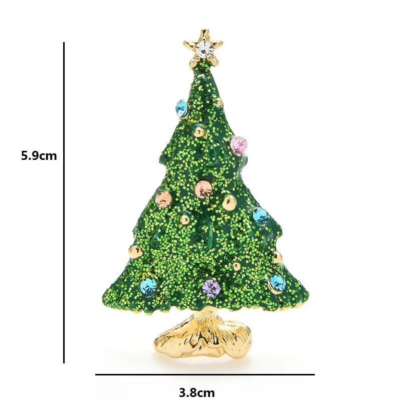 Glitter Enamel Christmas Tree Brooch