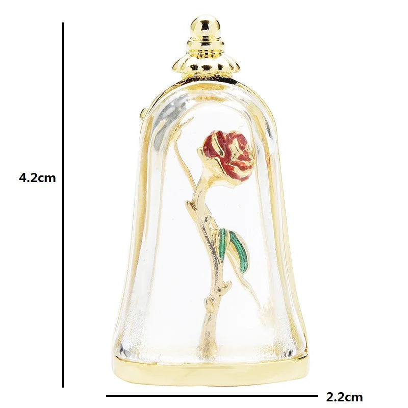 Enamel Rose Under Glass Dome Brooch
