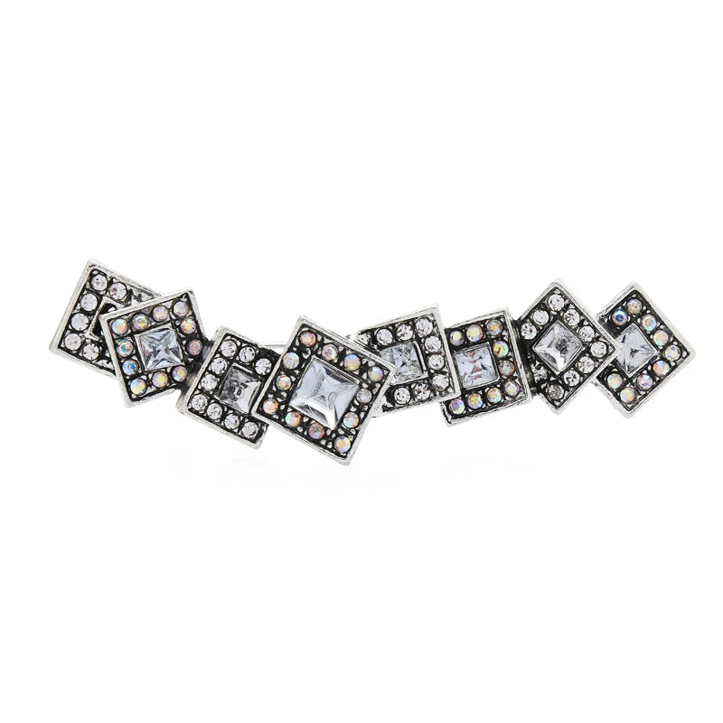 Geometric Square Rhinestone Bar Brooch