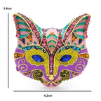 Ornate Enamel Cat Face with Blue Eyes Brooch — dimensions