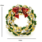Red Bow Christmas Wreath Brooch