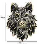 Vintage Jeweled Wolf Head Brooch