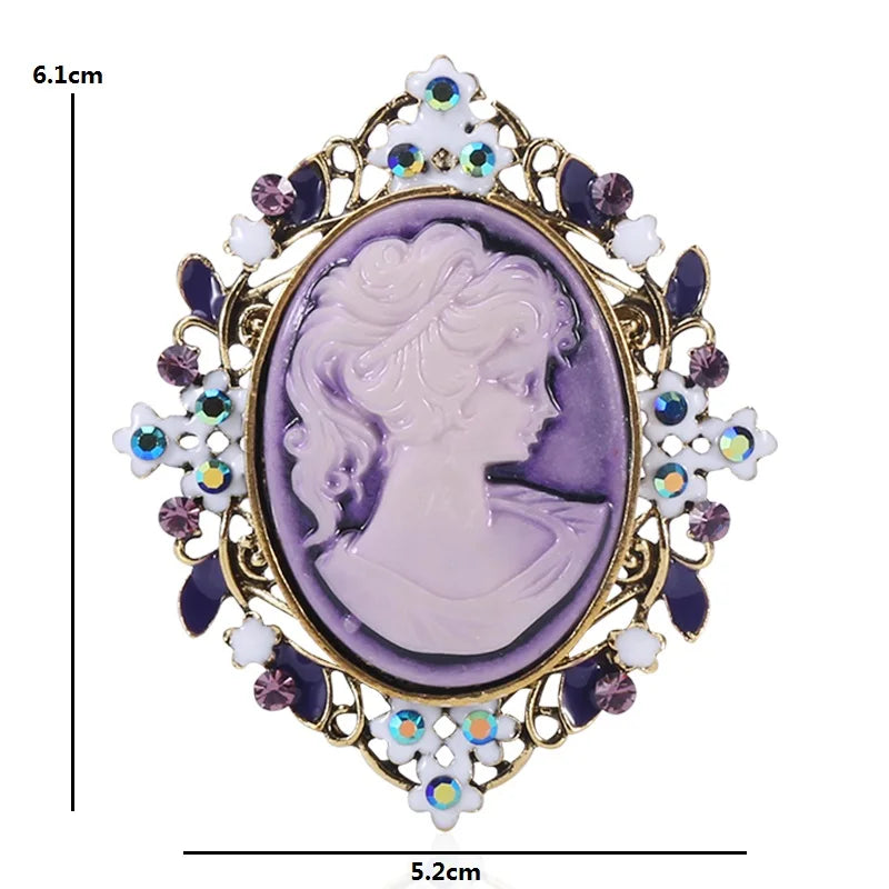 Ornate Jeweled Cameo Portrait Brooch