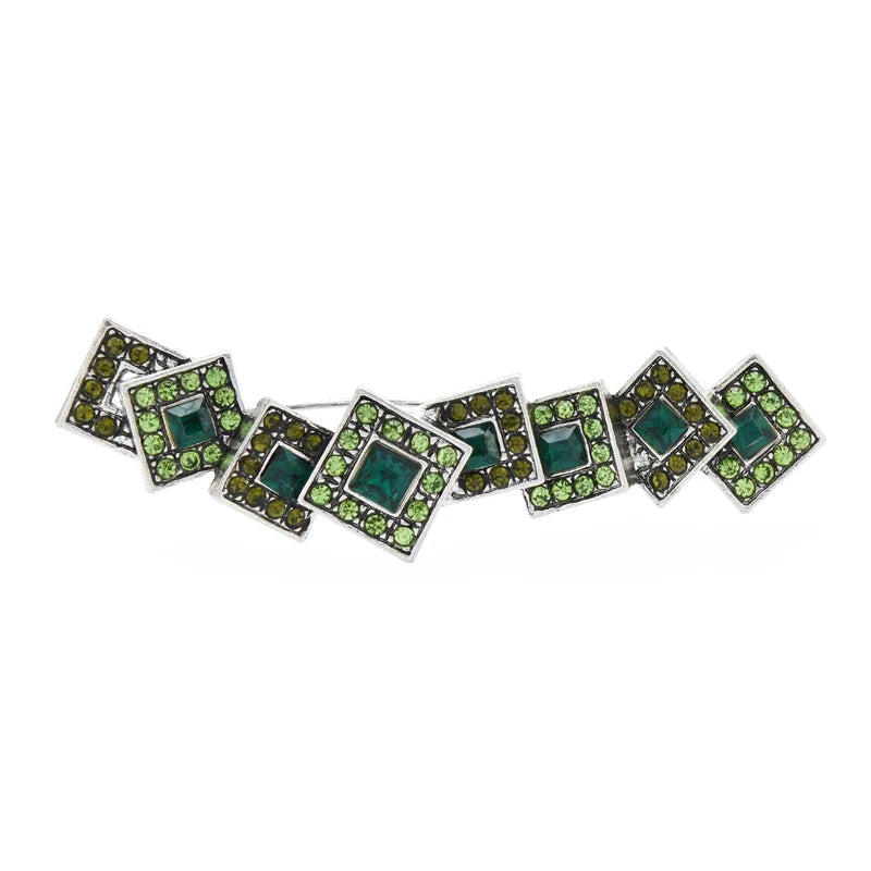 Geometric Square Rhinestone Bar Brooch