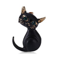 Small Black Enamel Sitting Cat Brooch
