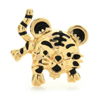 Playful Enamel Tiger Brooch — Gold