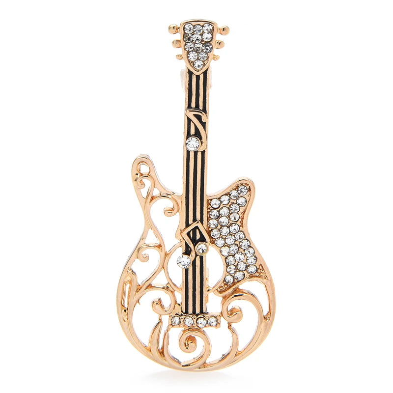 Jeweled Electric Guitar Brooch