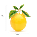 Yellow Enamel Lemon with Leaves Brooch