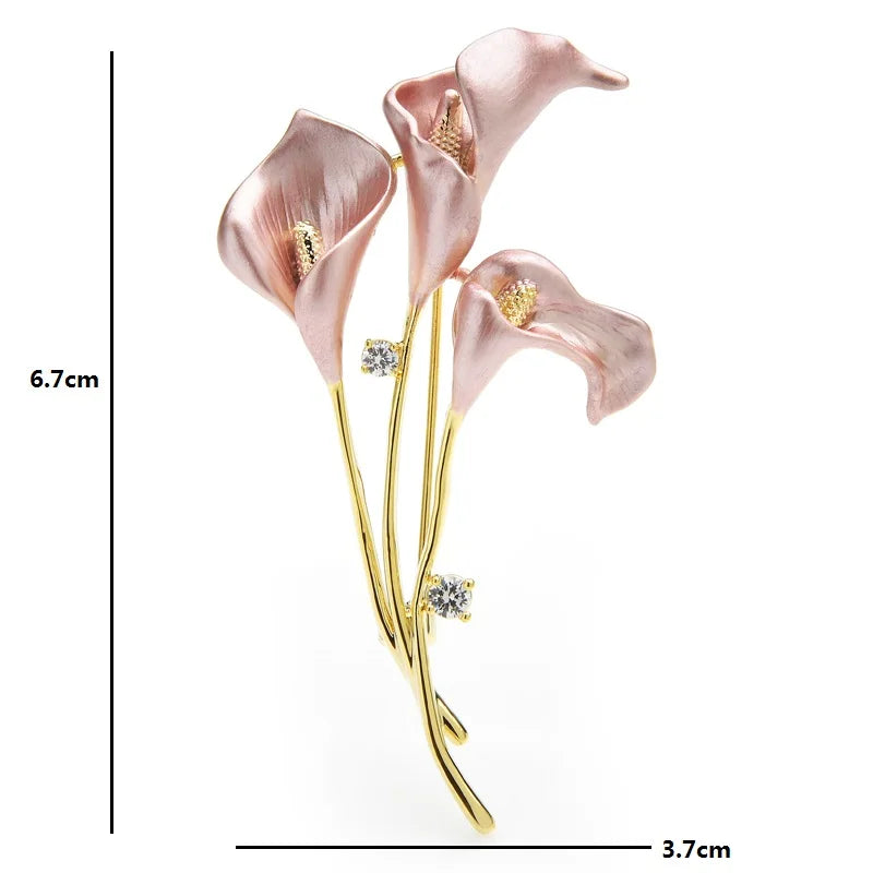 Broche trio de callas en émail