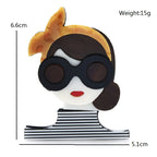 Lady with Bow and Glasses Acrylic Brooch