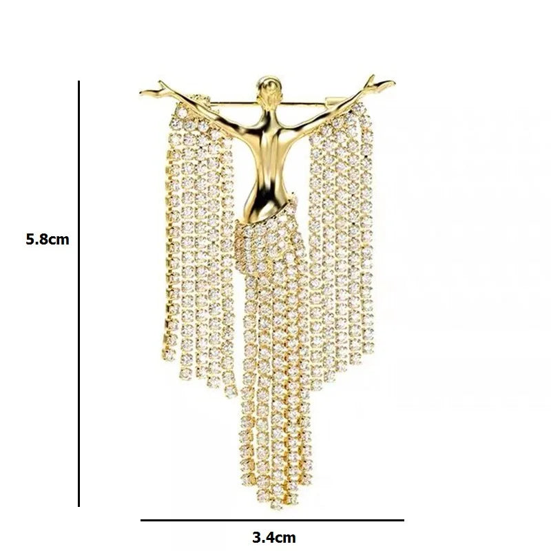 Art Deco Jeweled Fringe Angel Brooch