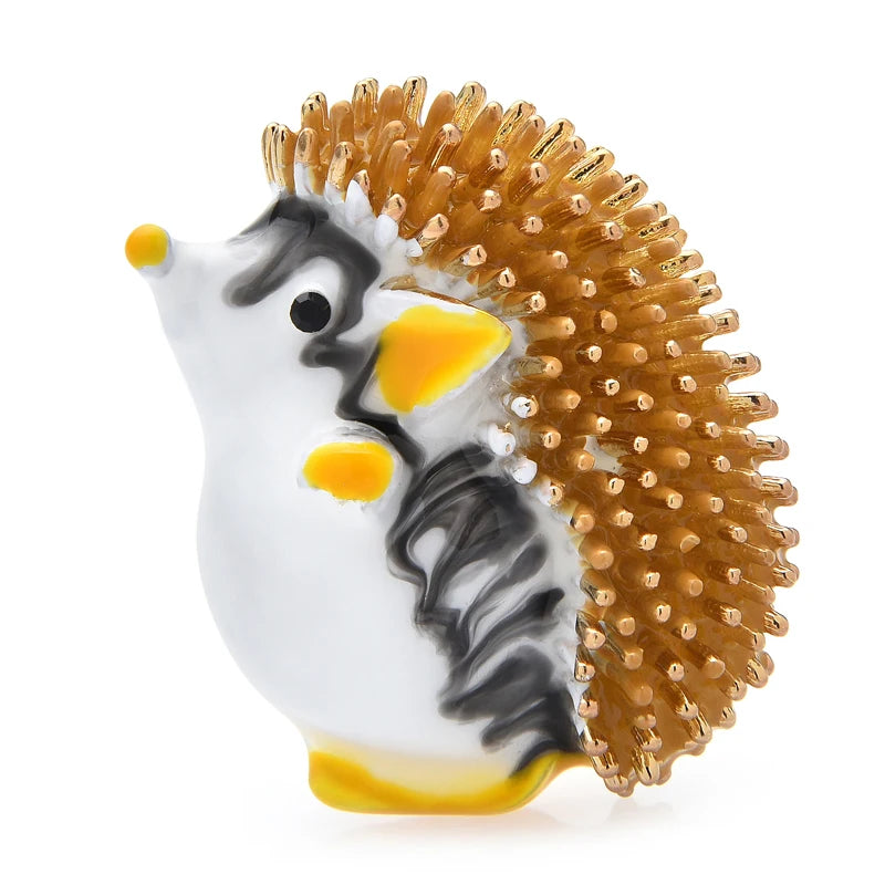 Enamel Hedgehog with Fruit Brooch