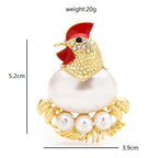 Hen and Pearl-Look Eggs Brooch — dimensions