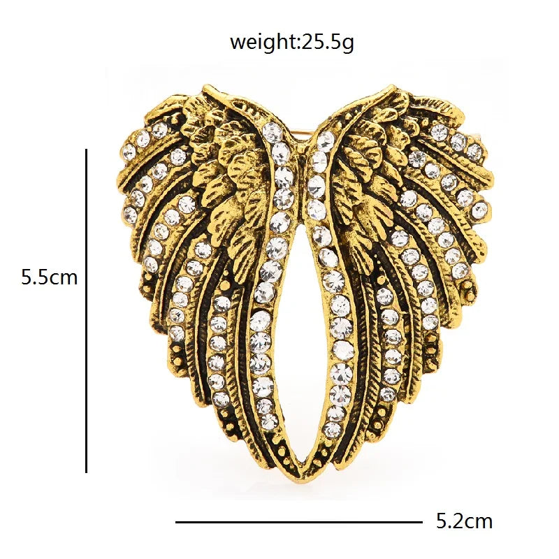 Jeweled Feathered Wings Brooch