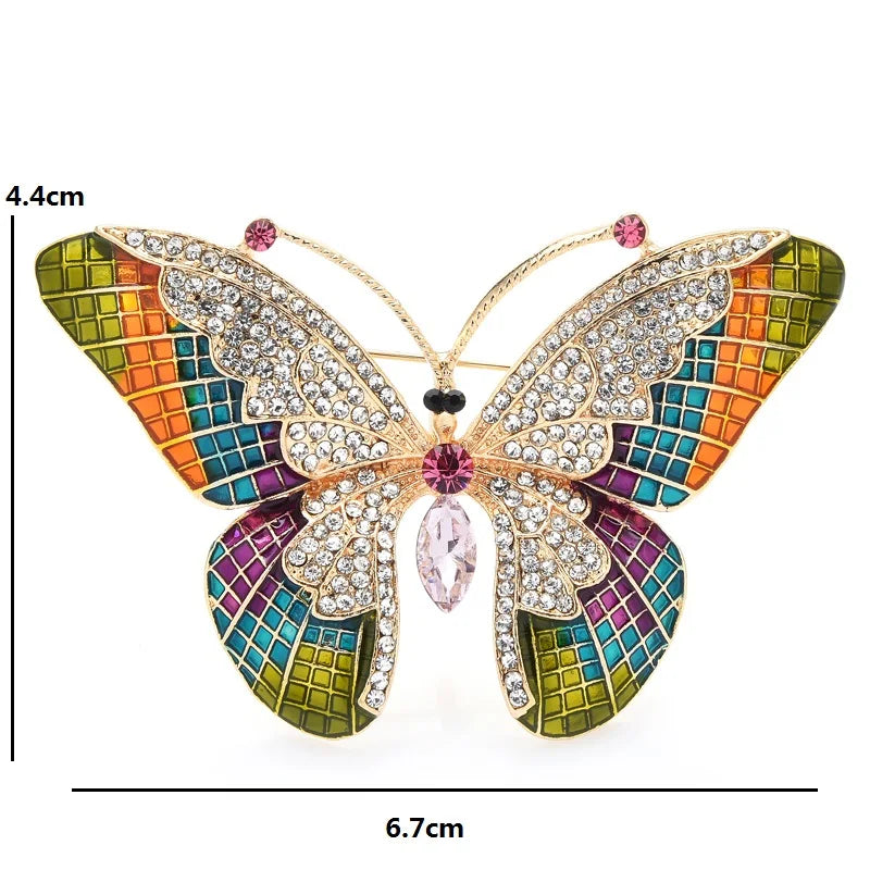Multicolor Enamel Mosaic Butterfly Brooch