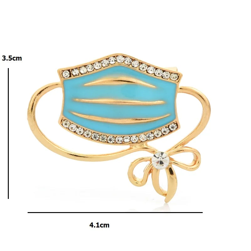Enamel Face Mask with Bow Brooch