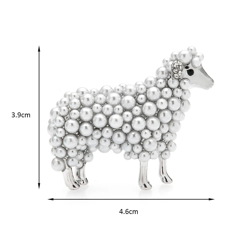 Pearl-Look Sheep Brooch
