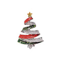Jeweled Ribbon Christmas Tree Brooch