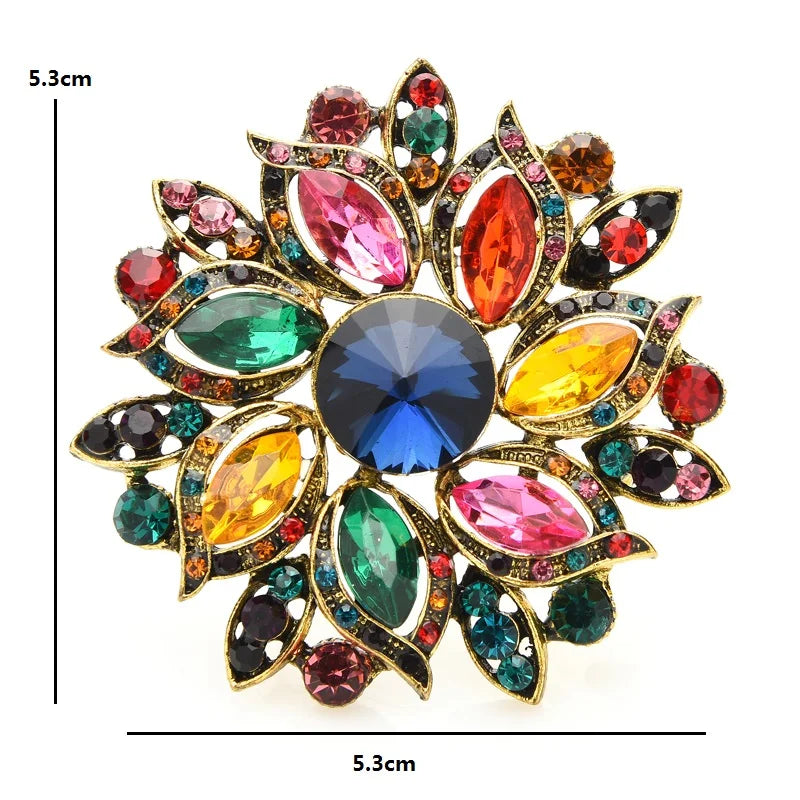 Radiant Marquise Glass Flower Brooch