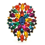 Radiant Faceted Stone Cluster Brooch — Multicolor