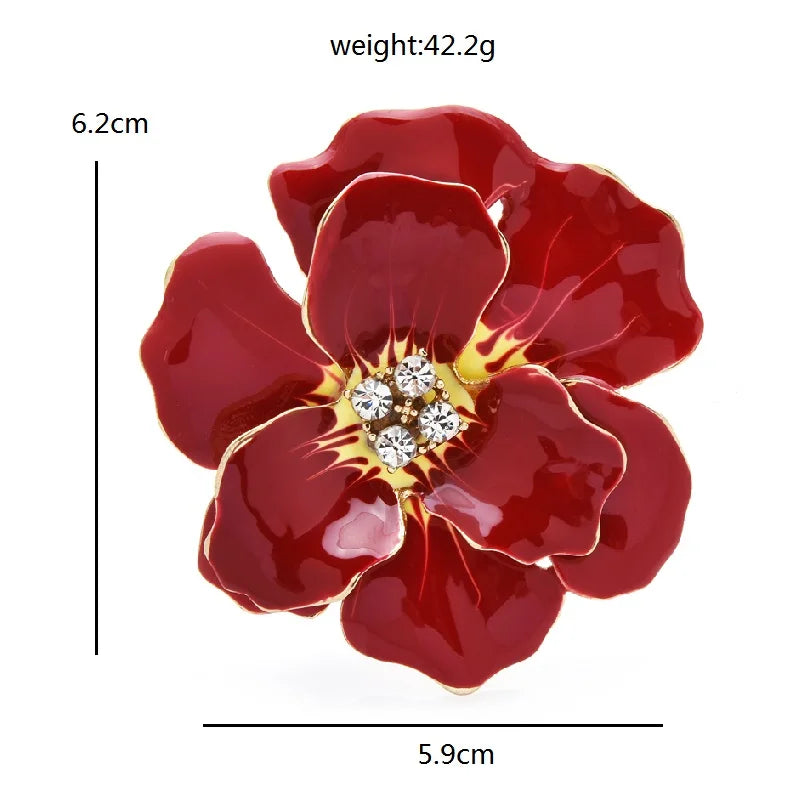 Large Enamel Blossom with Faceted Center Brooch — dimensions