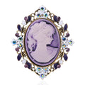 Ornate Jeweled Cameo Portrait Brooch