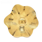 Ridged Five-Petal Flower Brooch — Gold