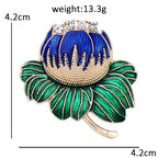Lotus Bloom with Broad Leaves Brooch