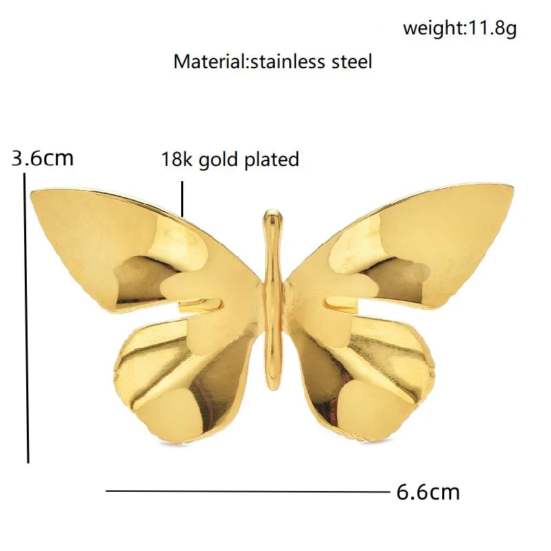 Polished Sculptural Butterfly Brooch — dimensions