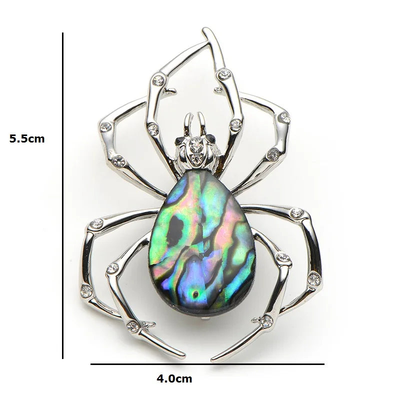 Iridescent Abalone-Look Spider Brooch — dimensions
