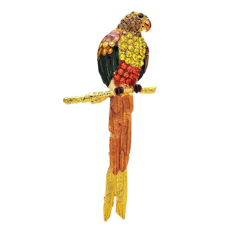 Long-Tailed Enamel Parrot with Rhinestones Brooch original variant product photo