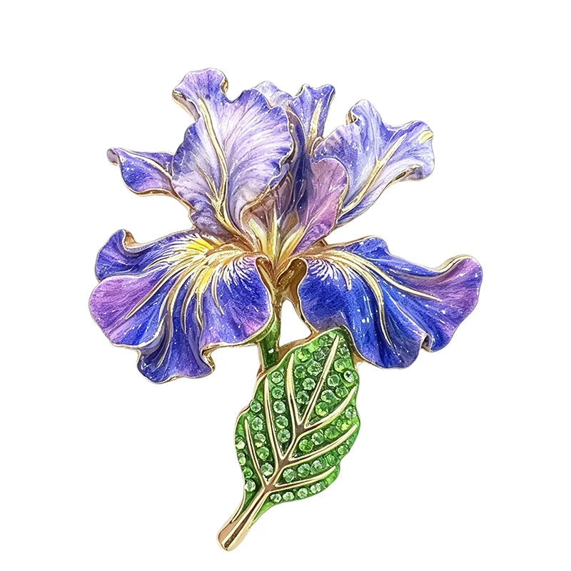 Graceful Iris Flower Stem Brooch original white background variant photo