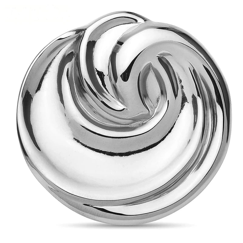 Polished Spiral Knot Stainless Steel Brooch — Silver