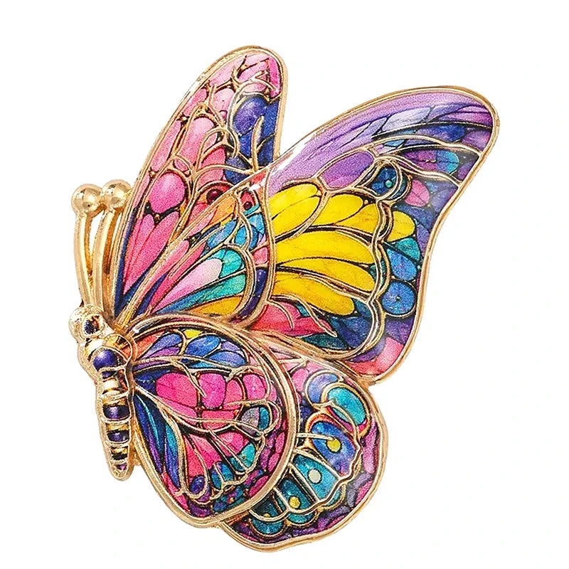 Patterned Butterfly with Folded Wings Brooch original white background product photo