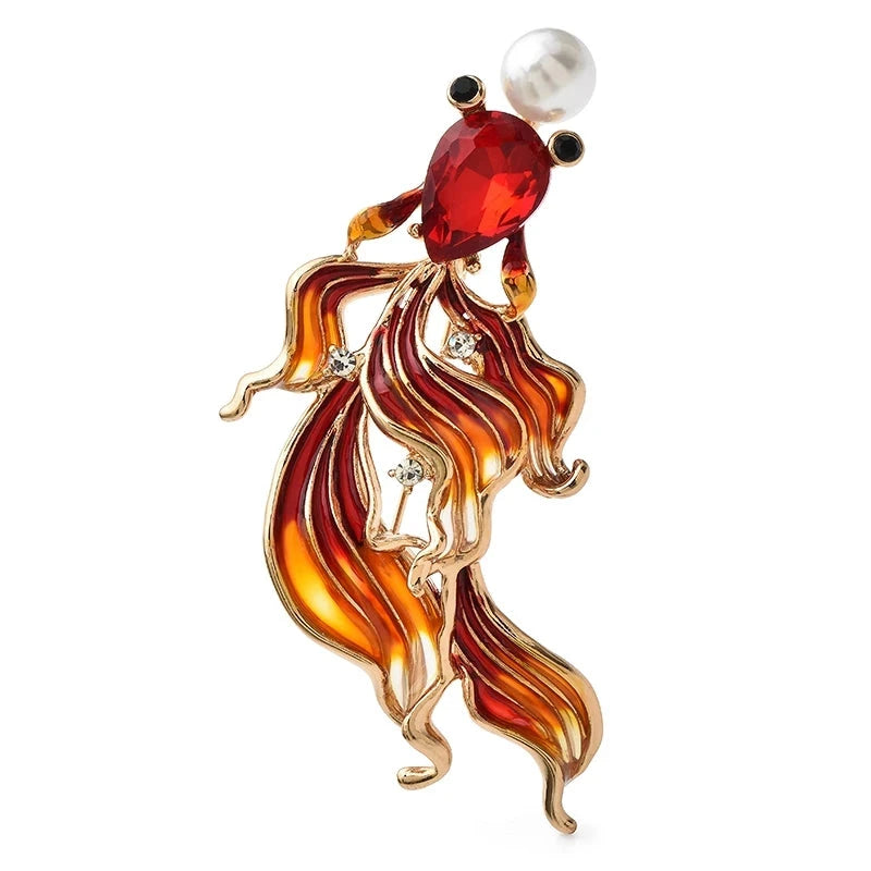 Enamel Flowing-Tail Goldfish Brooch product variant photo