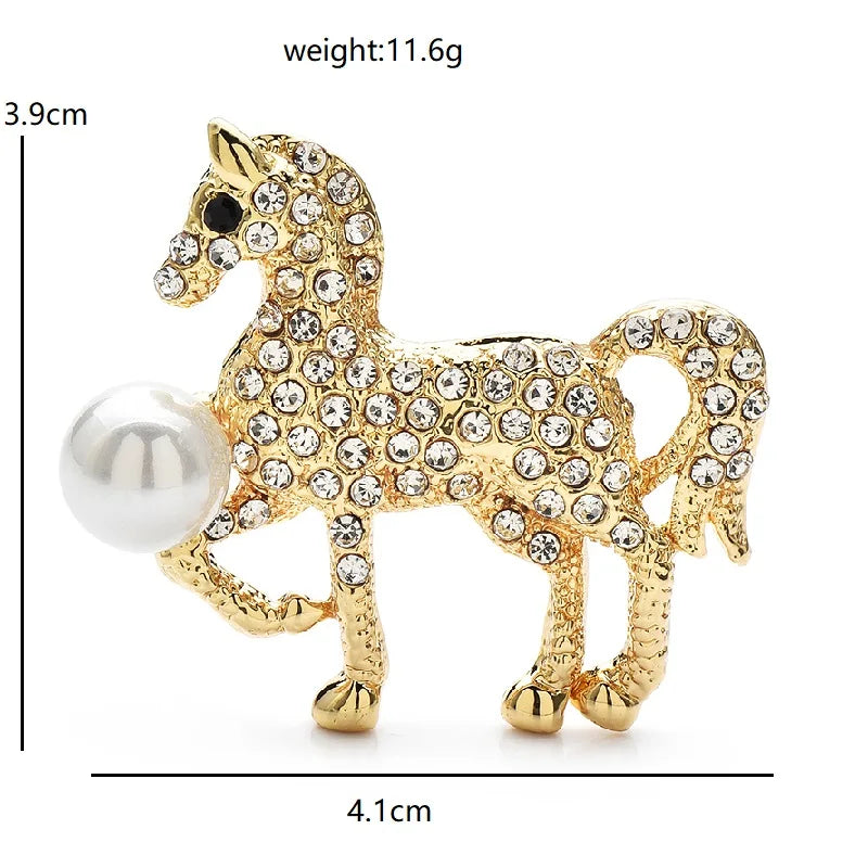 Rhinestone Standing Horse Brooch dimensions and weight