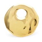 Large Sculptural Stainless Steel Circle Brooch — Gold