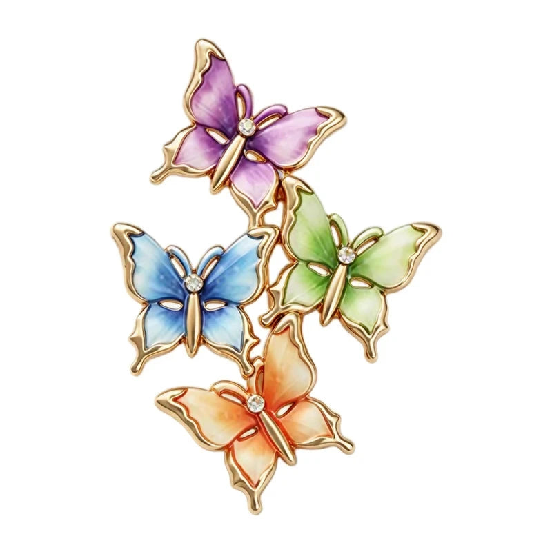 Four Fluttering Butterflies Brooch original white background product photo