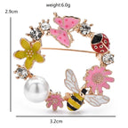 Butterfly and Bee Garden Wreath Brooch — dimensions