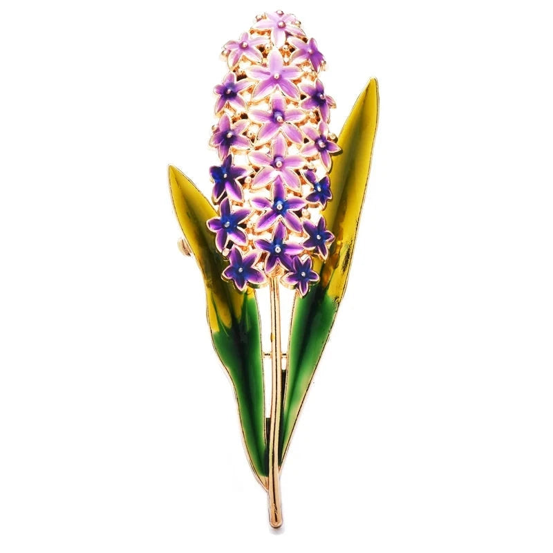 Enamel Lavender Flower Sprig Brooch — Purple