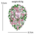 Oval Faceted Floral Statement Brooch