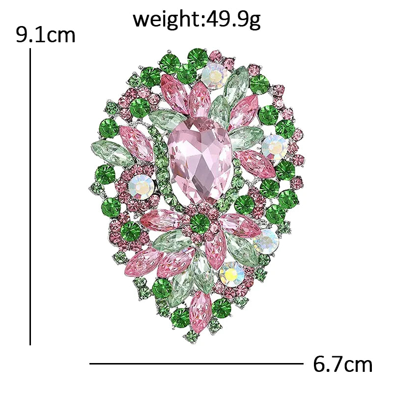 Oval Faceted Floral Statement Brooch