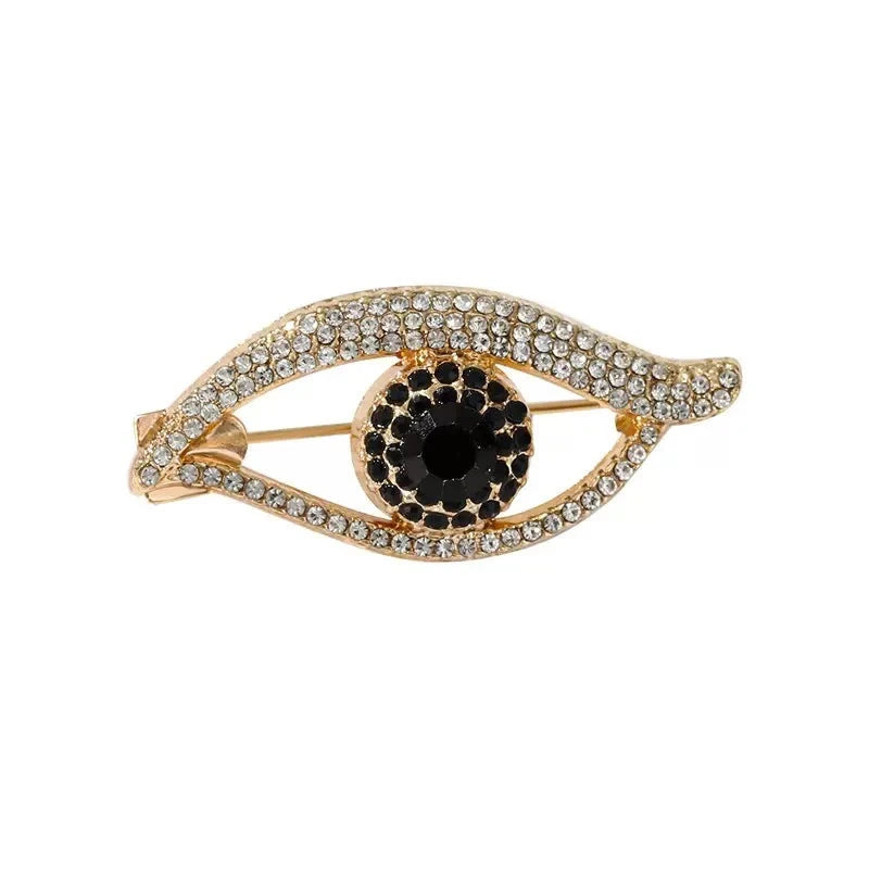 Rhinestone Eye with Black Iris Brooch — Black Iris Eye