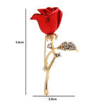 Enamel Rosebud on Jeweled Stem Brooch — dimensions