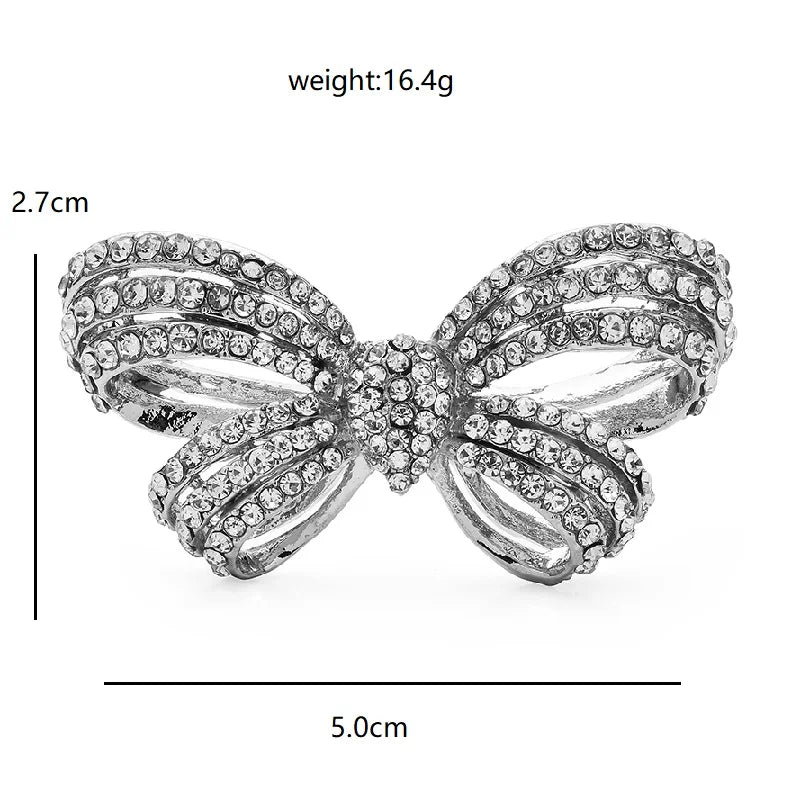 Sparkling Rhinestone Ribbon Bow Brooch dimensions and weight
