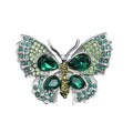 Petite Butterfly with Faceted Wing Accents Brooch — Green