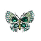 Petite Butterfly with Faceted Wing Accents Brooch — Green